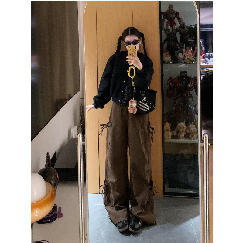 175高个子加长版褶皱阔腿牛仔裤女小众设计感百搭宽松工装裤秋冬,女装/女士精品,牛仔裤,淘宝优惠券,粉丝福利购,淘宝优惠卷