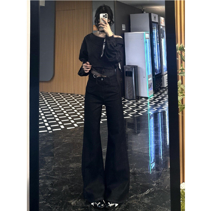 高个子加长版高腰百搭微喇牛仔裤女不贴腿宽松垂感喇叭拖地裤春秋,女装/女士精品,牛仔裤,淘宝优惠券,粉丝福利购,淘宝优惠卷