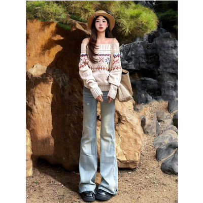 高个子加长版美式低腰喇叭裤女