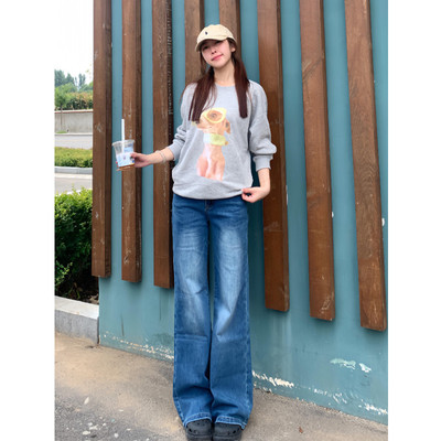 高个子加长版重工竹节纹牛仔裤女