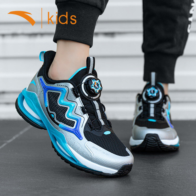 安踏童鞋男童跑步鞋2024春秋新款儿童旋钮扣运动鞋大童男孩休闲鞋