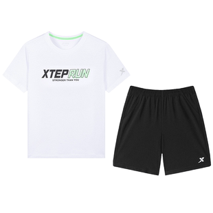 特步童装男童速干套装2026夏季新款儿童短袖T恤运动服中大童夏装