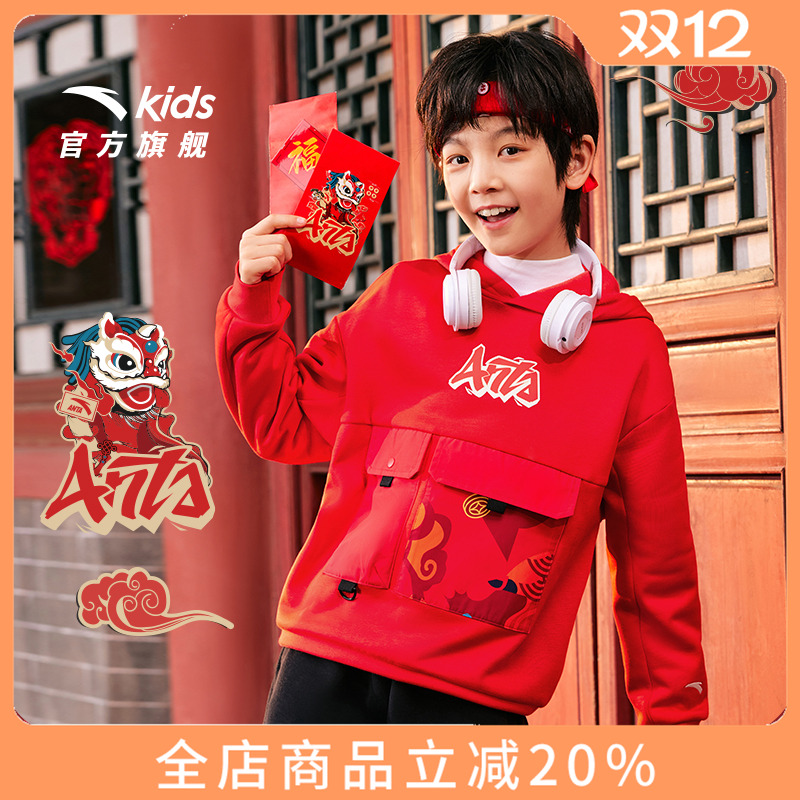 安踏新年龙服红色长袖卫衣