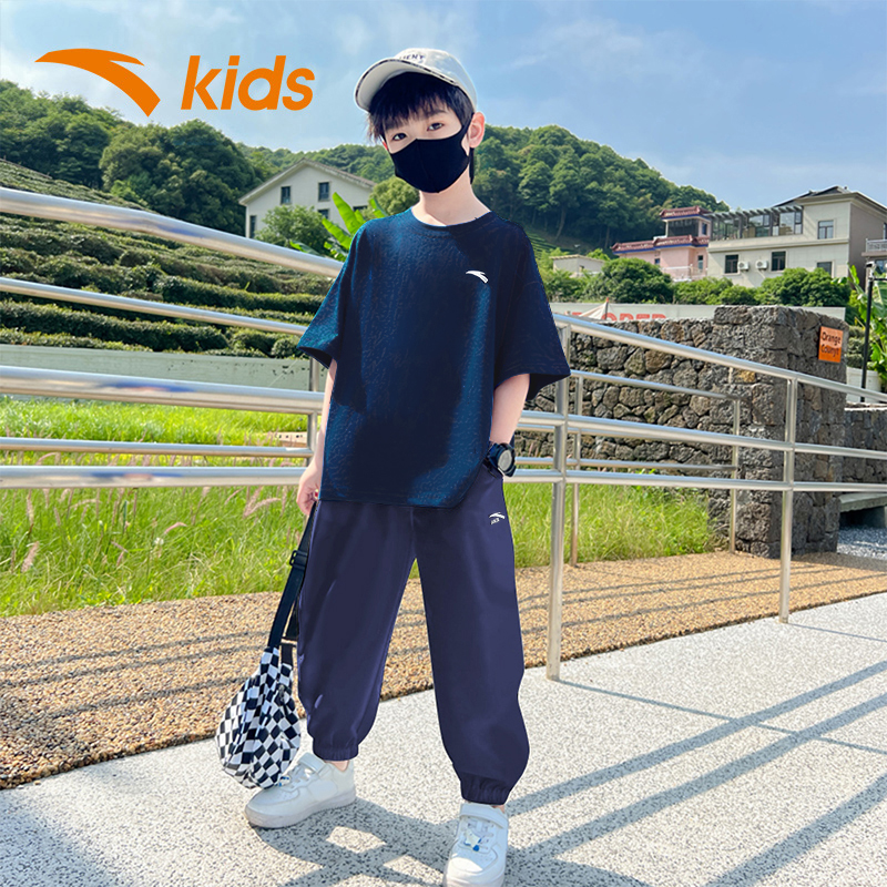 安踏童装男童套装2025夏季新款儿童短袖运动服大童青少年休闲夏装