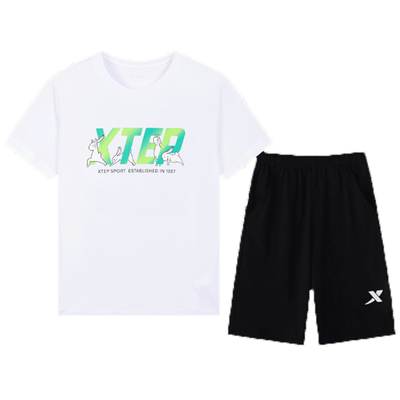 特步男童速干运动短袖套装夏季