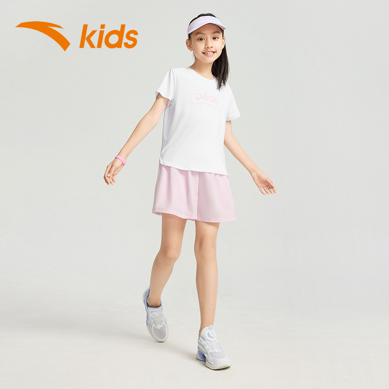 安踏童装女童运动套装2025年夏季新儿童款短袖T恤短裤中大童夏装