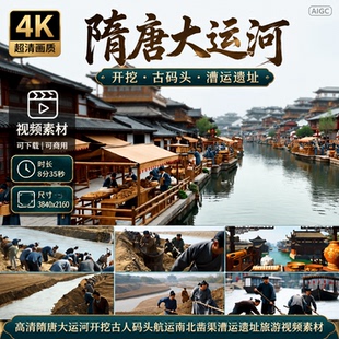 高清隋唐大运河开挖古人码头航运南北凿渠漕运遗址旅游视频素材