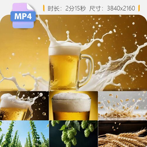 高清啤酒花精酿冰镇倒金色液体泡沫飞溅工业青岛百威广告视频素材
