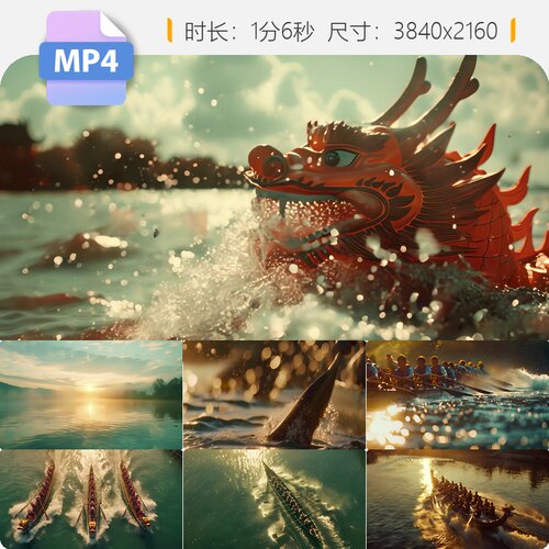 高清端午节赛龙舟大唐不夜城传统非遗文化水上运动拼搏激视频素材