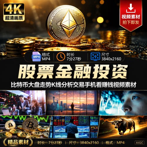 高清股票金融投资比特币大盘走势K线分析交易手机看赚钱视频素材