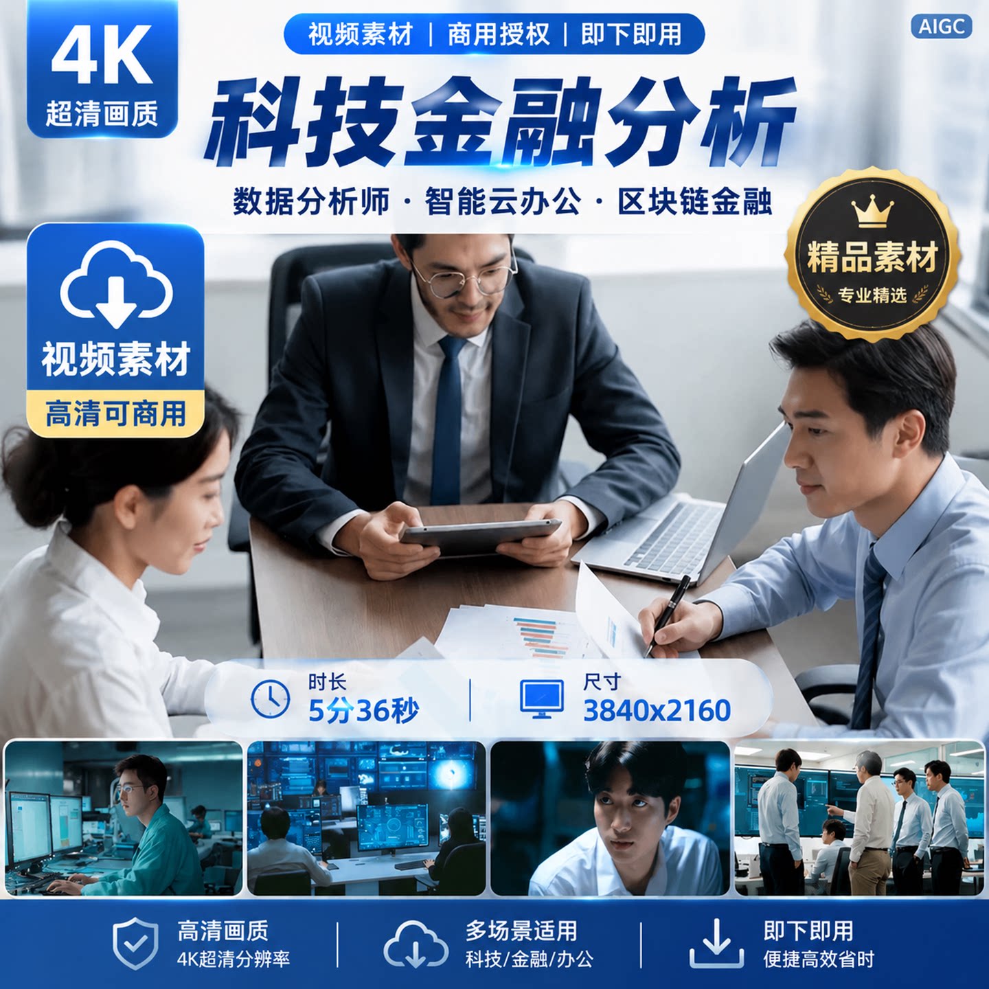 高清科技数据金融证券分析数据分析师智能云区块办公视频素材图片