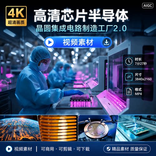 高清芯片半导体晶圆制造工厂生产CPU测试封装高精度设备视频素材