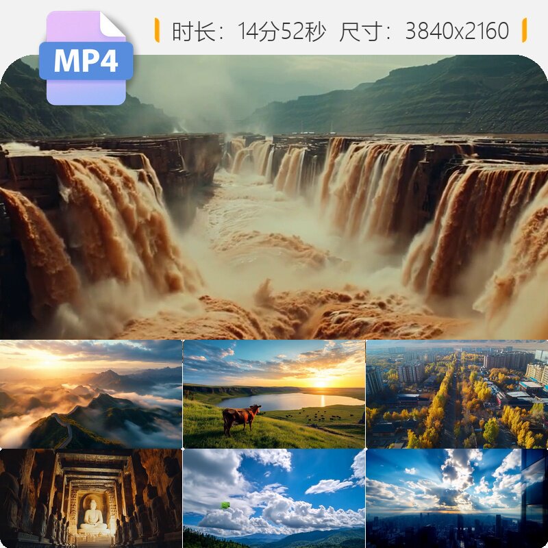 高清4K航拍中国大好河山壮丽自然风光宣传片开场唯美特效视频素材
