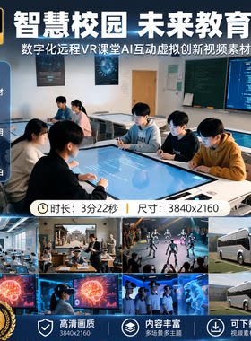 高清智慧校园未来教育数字化远程VR课堂AI互动虚拟创新视频素材