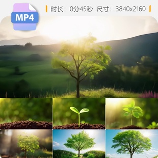 高清破土萌芽到参天大树生长历程生命绿色希望活力自然唯视频素材