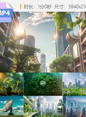 高清能源低碳未来城市虚拟3D绿色清洁零碳发展AI大数据视频素材