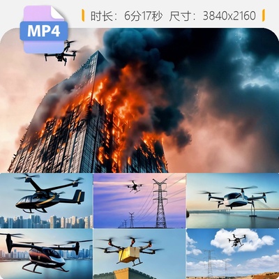 高清低空经济无人机eVTOL物流应急救援通航载客巡检植保视频素材