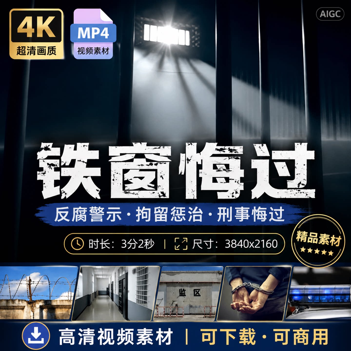高清监狱违纪违法坐牢罪恶铁窗反腐警示刑事悔过拘留惩治视频素材