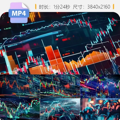 高清股票市场走势交易金融证原创券牛熊指数崩盘下跌视频素材