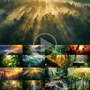 高清大自然森林唯美光影清晨森林丁达尔光线雾气日出视频素材