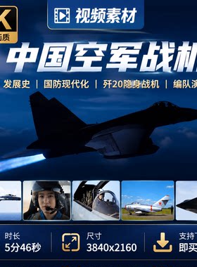 高清空军战机发展史中国国防现代化编队隐身歼20战斗机视频素材