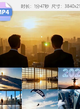 高清2026新征程宣传片空镜头城市奋斗励志团队登山成功启视频素材