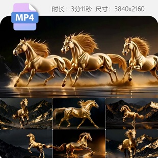 高清2026马年金马奔腾骏马奔跑气势恢宏励志宣传片视频素材