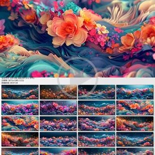 高清沉浸式花海背景LED舞台唯美梦幻超宽屏古风花开仙境视频素材