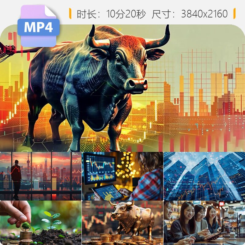 高清股票金融市场期货投资交易数据走势图牛市熊市AI视频素材