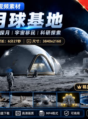 高清月球基地家园登月探月科研宇宙移民飞船宇航员登陆舱素材
