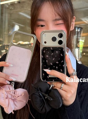 kaia感ins少女心碎花蝴蝶结适用苹果17promax手机壳iphone16pro新