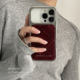ANNACASE秋冬新年暗红格纹滴胶银边手机壳适用iphone17promax苹果