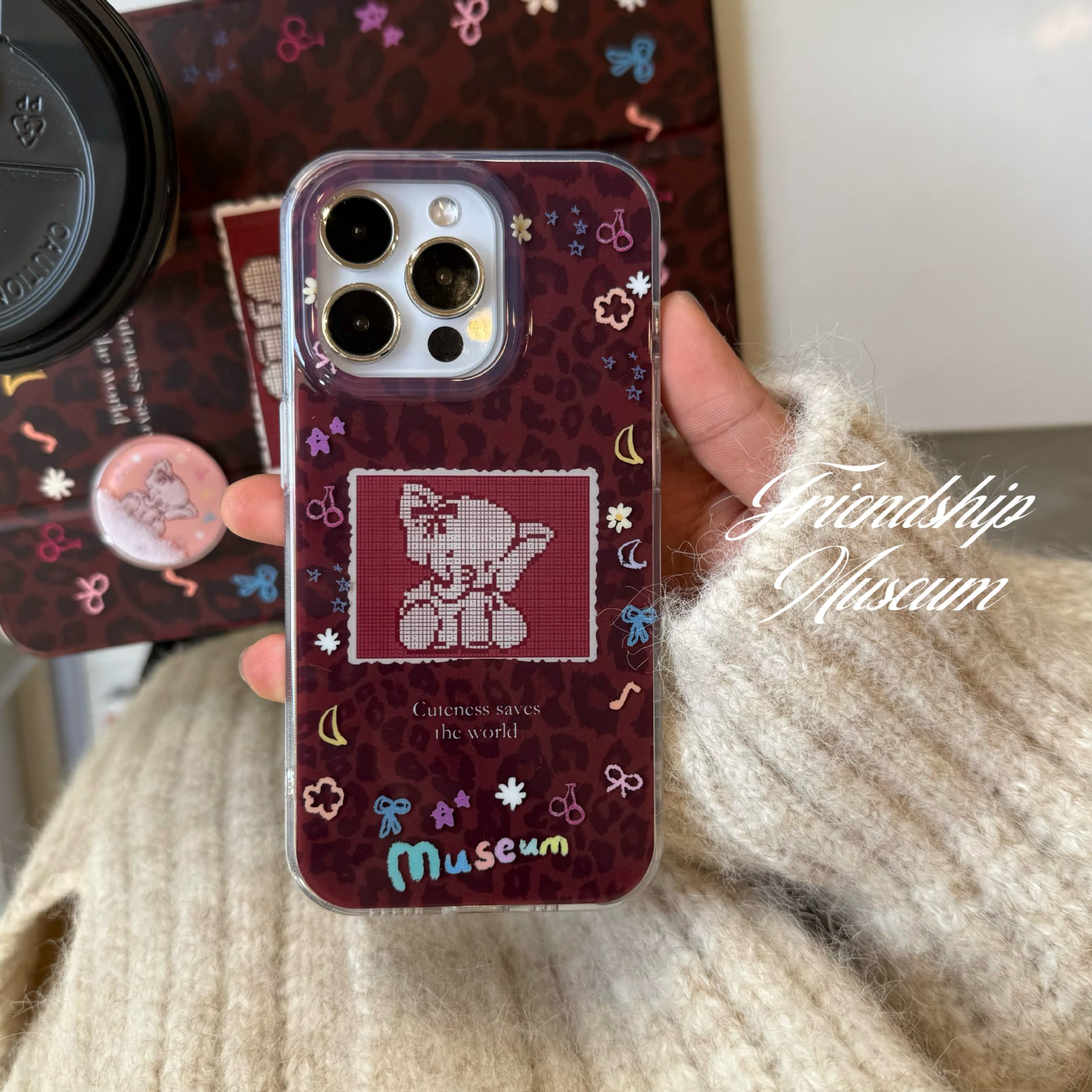 友情博物馆 豹纹小象！不会撞壳原创手机壳适用iphone15promax苹
