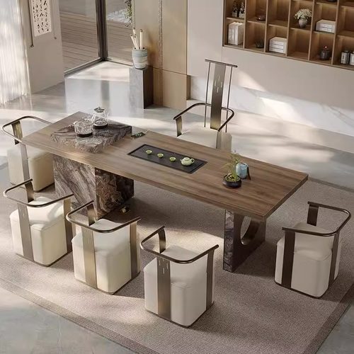 轻奢现代高级感别墅客厅茶桌组合