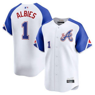 亚特兰大勇士队  Atlanta Braves 1#ALBIES 男子运动透气棒球服