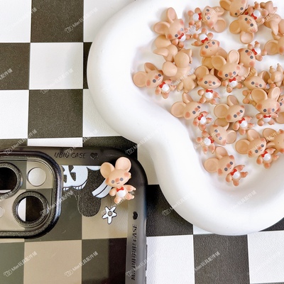 盲盒配件Dimmo小老鼠公仔食玩DIY滴胶奶油胶笔刀手机壳配件公仔