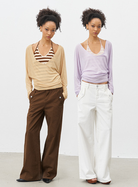 GROWN NOTOLD 双色假两件薄纱圆领长袖