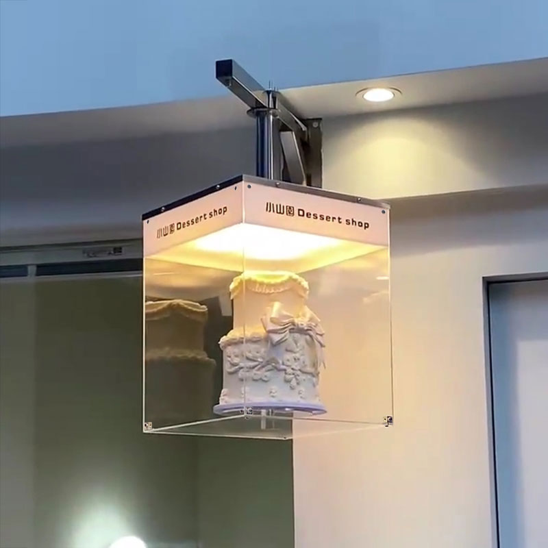 创意蛋糕面包店360度旋转亚克力装饰广告展示灯箱店铺招牌定制