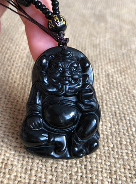 天师钟馗黑曜石玉佩护身符送证书