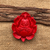 台湾原色朱砂莲花吊坠迷你莲花佛男女项链平安符车挂送证书