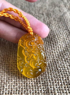 天然玛瑙生肖赐福玉佩证书龙吊坠