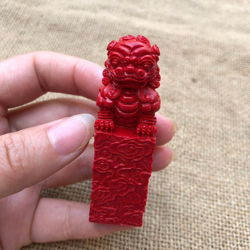高含量朱砂狮子印章帝王红印章转运男女飞黄腾达印章可刻字