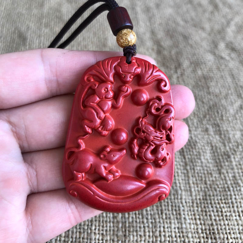 台湾原色玉佩三合贵人证书猴鼠龙