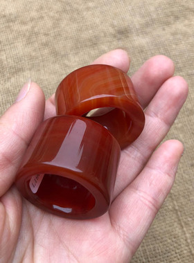 本命年帝王红玛瑙玉石证书扳指