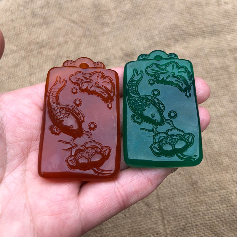 天然玛瑙牌子吊坠转运护身招财年年有余男女项链挂件送证书