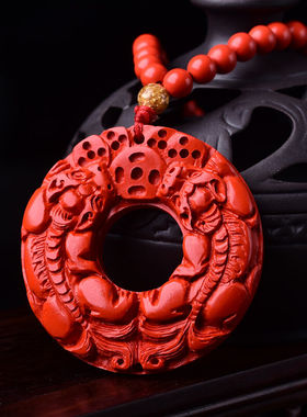 台湾原色双貔貅平安扣吊坠送证书