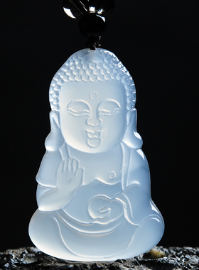 天然冰种玛瑙玉髓挂件证书宝宝佛