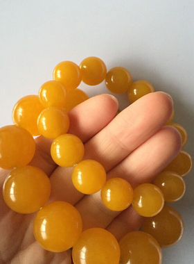 天然男女款饰品玉珠黄玛瑙送证书