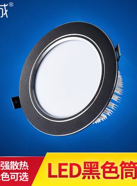 led筒灯黑色 喷黑款烤漆黑 全黑2.5寸4寸5寸射灯3W12W18W8/12公分