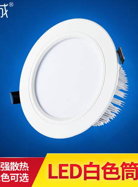 led筒灯白色 喷白款烤漆白 全白2.5寸4寸5寸射灯3W12W18W8/12公分